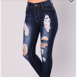 Adrial Distressed Jeans-Dark Denim
